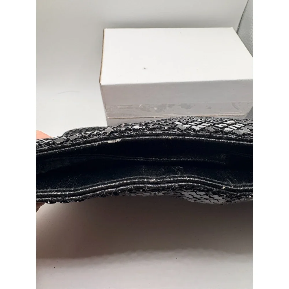 Vintage Starbags Black‎ Metallic Mesh Evening Bag with Coin Purse, leather strap